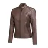 Comercio Exterior Transfronterizo Nuevo Estilo Europeo y Americano Chaqueta de Cuero para Mujer Moda Cremallera Corta Motocicleta Retro Chaqueta Venta al por Mayor