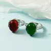 Anel Criativo de Jade Hetian com Múltiplos Estilos de Anéis com Cabochões Incrustados, Anel de Jade Elegante Ajustável para Casamento de Mulheres