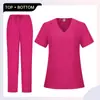 Conjunto de Scrub Mais Vendido da Amazon, Traje de Scrub de Duas Peças, Uniforme de Corrida com Decote V, Uniforme Médico para Clínica Odontológica