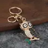 Pingente Chaveiro de Metal Coruja Criativa Liga de Zinco Incrustado com Diamantes Artesanato Pequeno Presente Chaveiro Decoração de Carro