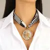 Collar con Estampado de Leopardo y Cinta Retro Colgante de Cruz Estrella de Mar Luna Corazón Lazo Collar Colgante Femenino Dulce Fresco Chica Caliente