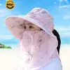 Sombrero de Protección Solar para Mujer, Sombrero de Sol para Trabajos de Campo, Máscara Facial y Protección para el Cuello Integradas, Protección Solar de Verano para Exteriores, Sombrero de Sol con Cubre Rostro para Recolección de Té