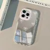 Marco Azul Moño Adecuado para Iphone17Promax Crema Espejo Funda de Teléfono Aceite 16 Nuevo 15 Dibujos Animados 14 Piezas