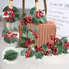 Decoración del Hogar de Ratán Europeo y Americano Fruta Roja Vid Suave Arreglo de Atmósfera Navideña Hogar Vid Artificial Navideña de Fruta Roja