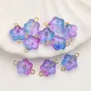 Colgante de Flor de Vidrio con Agujero Recto, Adorno de Flor de Cinco Pétalos, Cuentas Sueltas para Pulsera y Collar DIY, Materiales para Aretes con Borla Estilo Antiguo