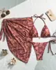 Traje de baño de dos piezas para mujer estilo europeo y americano con diseño de corbata, Bikini estampado para vacaciones y playa, Bikini estampado sexy
