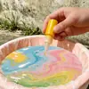Kit de materiales de pigmento para pintura para manualidades infantiles, laca ecológica, manualidad de pintura, pigmento especial para abanicos redondos en blanco y abanicos pintados