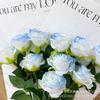 Venta al por mayor de fábrica sirena Ji flor artificial ramo de rosas coloridas accesorios para fotos aspecto de alta calidad azul hielo roto decoración de sala de estar