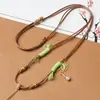 Cordón de Cuero Encerado Tejido a Mano de Alta Calidad Miel Dorada Cera Jade Hetian Jade Esmeralda Cordón para Colgante Ajustable Unisex