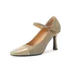Sapatos de Salto Alto com Padrão de Pele de Cobra Embossada para Mulheres, Salto Agulha de Boca Rasa, Estilo Novo da Primavera de 2026, Bico Fino, Sapatos da Moda Femininos