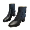 Botines de Tacón Grueso para Mujer 2026 Nuevos Botas de Tacón Alto Color Nude Invierno Con Felpa Adicional Marrón Botas Adelgazantes Botas Individuales Botas Martin Británicas