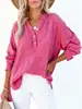 2026 Moda Europea y Americana Transfronteriza Estilo Primavera y Otoño Blusa de Color Sólido Manga Larga Botón Plisado Camisa para Mujer Top Pullover Holgado