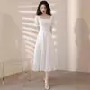 Vestido Branco Pequeno de Alta Qualidade para Menina, Certificado, Vestido para Registro de Casamento, Vestido Simples de Comprimento Médio para Uso Diário