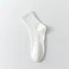 Calcetines Blancos para Mujer, Algodón Puro Cortos para Otoño e Invierno, 7A Antibacterianos, Desodorantes, Absorbentes de Sudor, Calcetines Deportivos de Media Pantorrilla, Calcetines Zhuji