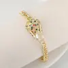Tendencia de moda europea y americana hip hop pulsera de leopardo chapada en cobre oro real circón microincrustado pulsera de amantes al por mayor