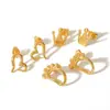 Pendientes de corazón de acero de titanio de moda de alta calidad estilo celebridad de Internet pies de corona de oro de 18 quilates pendientes no descolorables pendientes pendientes