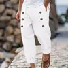 2025 Estación Independiente Transfronteriza Americano Casual Playa Hawaiana para Hombre Casual Algodón y Lino Pantalones Sueltos para Hombre