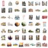 50 adesivos de grafite com atmosfera urbana minimalista transfronteiriça, copo de água, celular, adesivos decorativos à prova d'água, adesivos de vento da cidade
