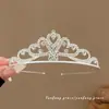 Tiara de Coroa Princesa Infantil Fita de Cabelo de Pérola Elástico para Cabelo Corda de Cabelo para Meninas Alta Elasticidade Corda de Cabelo Acessório de Coque para Cabelo
