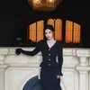 Vestido de Punto Elegante de Estilo Primaveral 2026P para Mujer, Cuello en V, Volantes, Manga Larga, Corte Sirena, Ajustado