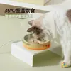 Dispensador de Agua Cerámico Calentado de Temperatura Constante, Comedero Elevado para Gatos, Comedero para Perros con Protección de Columna Cervical, Comedero para Gatos, Bebedero para Mascotas de Doble Oreja