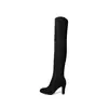 Botas Largas Elásticas Finas de Ante Otoño e Invierno Nueva Inglaterra Botas Altas de Tacón Grueso Botas de Jinete 31-45 Botas de Comercio Exterior