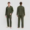 Conjunto de Pijama de Manga Larga de Fibra de Bambú para Hombre Primavera y Otoño Ropa de Casa Color Sólido Holgado Talla Grande Pantalón Largo Conjunto de Dos Piezas TZ4375