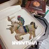 Corte de Joyería Retro Broche de Pegaso con Halo Completamente Incrustado de Gemas Hermoso Jardín Unicornio Arcoíris Pin de Pedrería