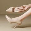 Tacones de Plataforma Impermeables Color Albaricoque para Mujer Tacones de Aguja Nueva Colección Primavera, Verano y Otoño 2025 Charol Zapatos Sexy Versátiles