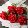 Rosas de Terciopelo Sintético Cuidadosamente Seleccionadas para San Valentín Decoración de Boda para el Hogar Pared de Flores Tacto Flores Sintéticas Flores Artificiales Falsas