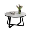 Mesa de centro redonda de pizarra, mesa de centro moderna de lujo ligero de tamaño pequeño estilo nórdico para apartamentos pequeños, mesa de té simple y creativa para uso en la sala de estar