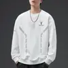 [Envío Rápido] Sudadera estampada de cuello redondo para hombre, nueva colección primavera/otoño, jersey de manga larga holgado, capa base moderna y casual