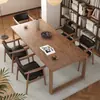 Mesa de Jantar Totalmente em Madeira Maciça, Mesa Grande de Placa Nórdica, Secretária Retangular Multifuncional em Madeira Natural, Secretária Livre para Estudo na Sala de Estar, Mesa de Trabalho, Mesa de Jantar e Cadeiras