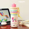 Nuevo Estilo de Sanación Gatito Taza Térmica Linda Tapa de Cabeza de Gato 3D con Correa para Colgar Taza de Agua Fría Aislada al Vacío Taza de Celebridad de Internet