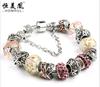 Pulsera de Cuentas de Cristal de Agujero Grande de Venta Caliente de Nuevo Producto Transfronterizo Venta al Por Mayor DIY Ensamblada a Mano Cuentas de Vidrio Coloridas Adornos de Mano con Cuentas
