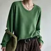 Novedad Otoño/Invierno 2026 Algodón Encaje Cuello Redondo Tejido de Punto Manga Larga Mujer Color Sólido Holgado Suéter Top Base