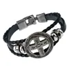 Joyería de exportación transfronteriza directa de fábrica europea y americana pulsera de cuero tejido con hebilla para hombre pulsera de cuero con calavera