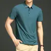 Camisa polo de seda de hielo sin costuras para trabajo con estampado de logotipo, camiseta de manga corta fina de verano, ropa de trabajo para equipo corporativo para hombres