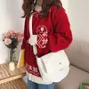 Estilo japonês simples lona saco crossbody pequeno fresco flip sólido cor saco de ombro feminino classe estudantil emendas classe classe saco mensageiro
