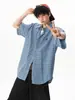 Camisas a Cuadros de Estilo Boyish Americano de Manga Corta para Hombres y Mujeres en Verano Camisas Casuales Bordadas con Letras Mui Chaquetas Polo