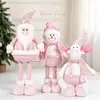 Ming Guan Estilo Novo Boneco Retrátil em Pé Homem Velho Boneco de Neve Boneca de Lantejoulas Rosa Decoração de Natal Decoração de Janela