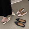 Zapatos Planos de Invierno 2025 Estilo Coreano Dulce con Lazo Suela Suave para Mujer, Punta Fina, Escotados, Modernos, Cómodos
