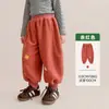 Roupas Infantis Tongbei 2026 Inverno Novo Calça Casual Infantil Forrada com Fleece e Punhos Elásticos, Calça Longa Estampada Versátil e Quente