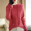 Nuevo suéter tejido, top verde de manga larga para mujer, sudadera transfronteriza, suéter con capucha para mujer, estilo otoño, con cordones, fresco y elegante, para adultos