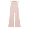 Calça de Tricô com Cintura Alta Dobrável para Realçar as Pernas Longas, Estilo Hot Girl, Outono, Estilo Americano, Casual Esportivo, Flare, Comprimento no Chão para Yoga, Feminina