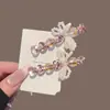 Presilha de Cabelo Laço Pérola Cristal Coração Amor Coreano Luxo Leve Doce Menina High-End Para Franja Presilha Bico de Pato