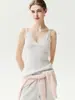 Suave y cómoda, camisola de cachemir con cuello en V cruzado, corte ajustado, tejido, top sin mangas, perfecto como capa base
