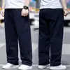 Pantalones casuales de primavera y verano para hombre de talla grande, pantalones rectos holgados extragrandes, pantalones largos elásticos finos para hombres grandes