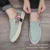 Zapatos de Pescador 2025 Verano Nuevos Perezosos sin Cordones Moda Casual Zapatos de Cuerda de Paja Tela de Pana para Hombres Venta al por Mayor