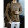 Camiseta de Manga Longa Cloudweave Algodão Líquido com Estampa de Letras de Alto Padrão para Homens, Camada Base para Primavera e Outono, Amiga da Pele.